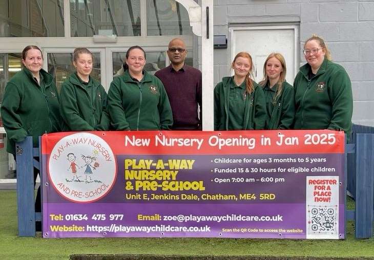 The staff at the new Play-a-Way Nursery and Pre-School in Chatham. Feom left: Vanessa Carter, Leah Dallison, Zoe Gedling, Subra Ahilan, Kayde Hilliard, Nikki Barrs and Kirsty Leitch