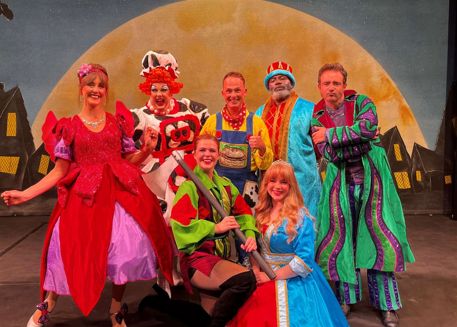 Jack and the Beanstalk cast from left: Katy Ashworth, Alex Anstey, Andrew Curphey, McCallam Connell, Joe McFadden, Front row: Laura Pigott and Hannah Everest