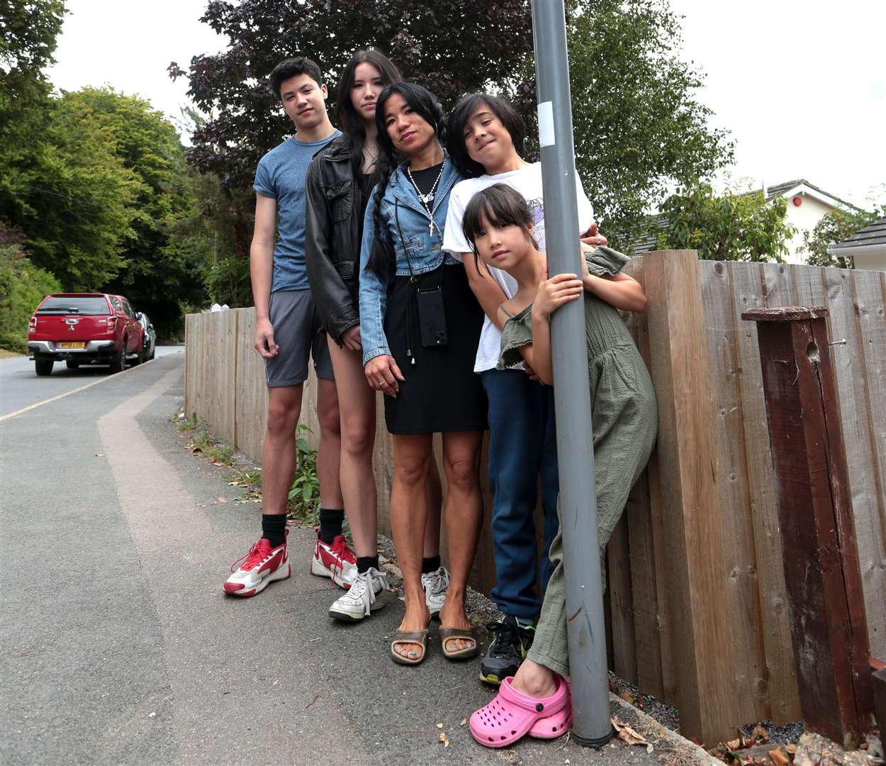 Protesting youngsters at a bus stop in Mill Lane, Shepherdswell. Picture By Nigel Bowles