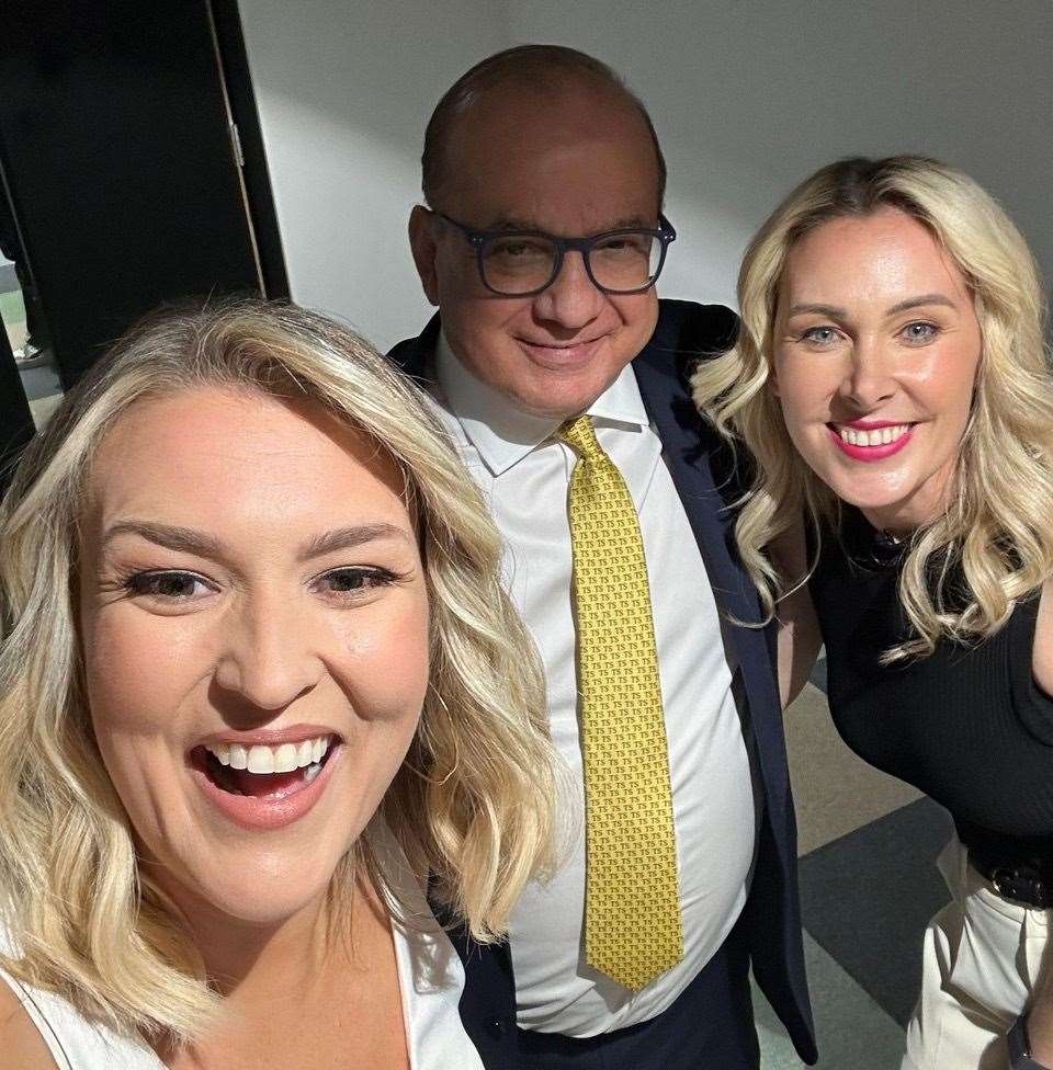 Hayley with her investors, Sara Davies and Touker Suleyman. Picture: Hayley Hanigan