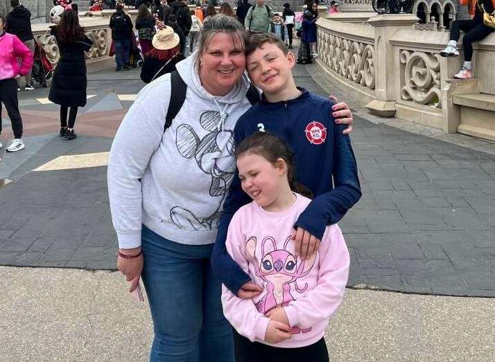 Mum Caryn with her son Declan and daughter Hermione. Picture: Caryn de Nocker