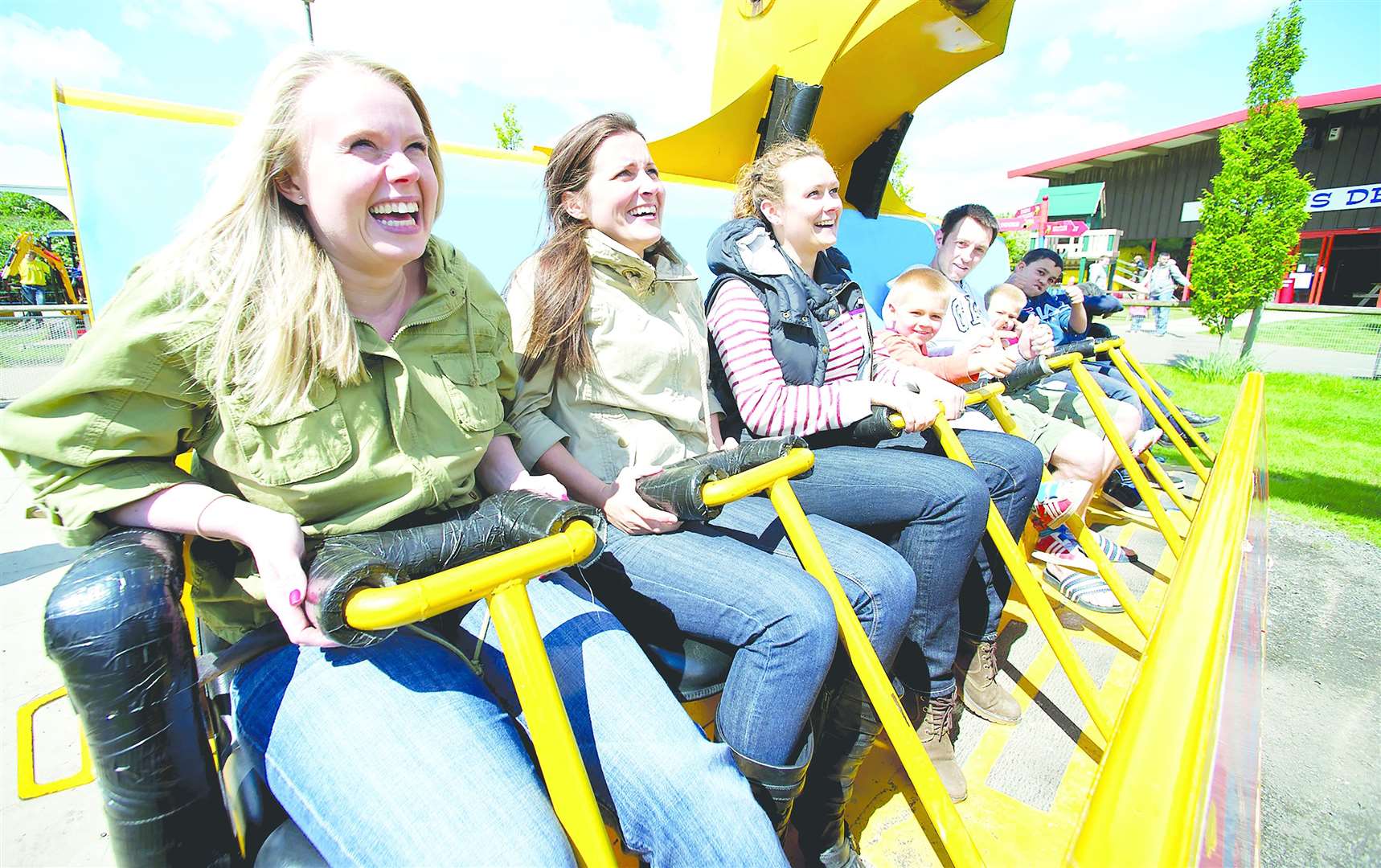 Visitors can experience the thrills of spinning in an awesome digger bucket at Diggerland.