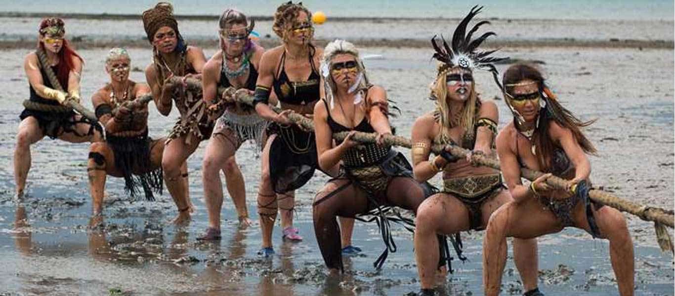 The mud tug-o-war is a highlight of the festival