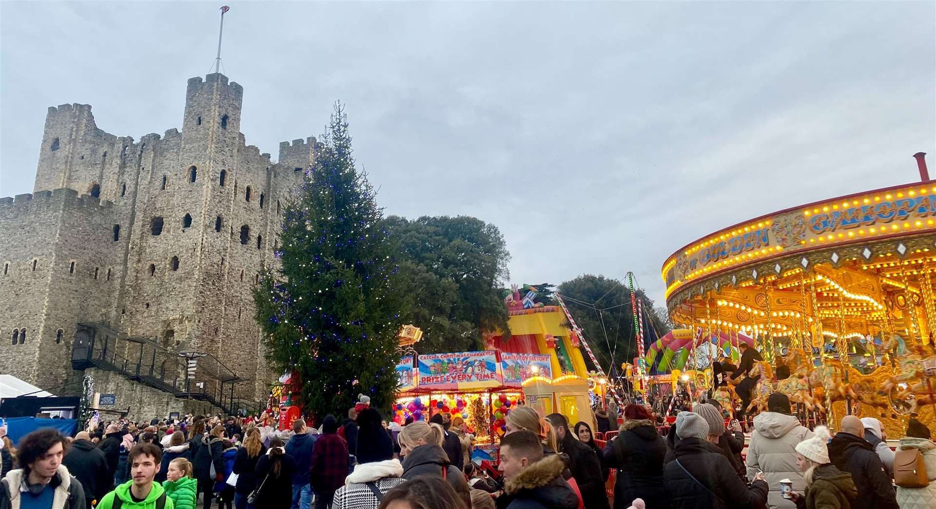 The town’s Christmas market will also be up and running over the weekend at Rochester Castle. Picture: Sam Lawrie