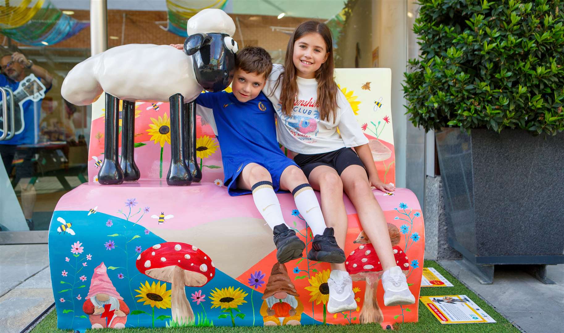 Families have been snapping selfies with Shaun the Sheep since the art trail launched in June. Picture: Steve James Photography