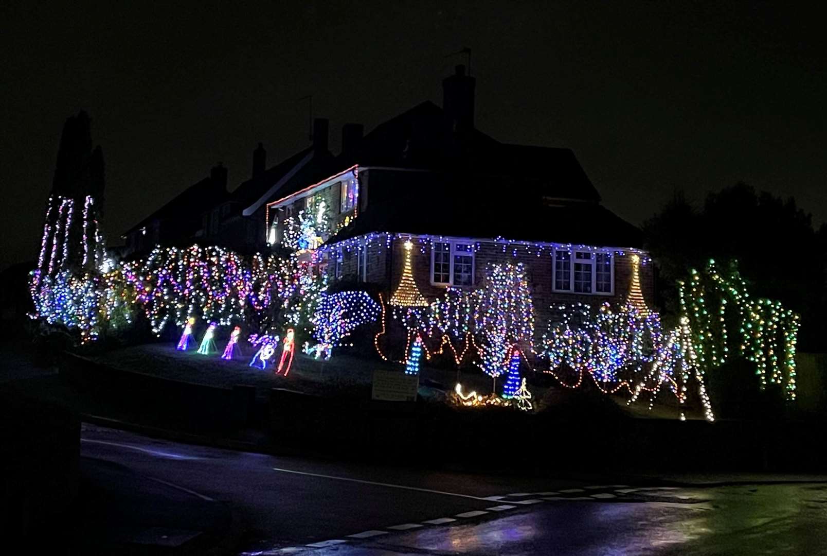 Louise and Keith Pye have decorated their garden with twinkling lights in Banky Meadow, Barming. Picture: Hayley Glover